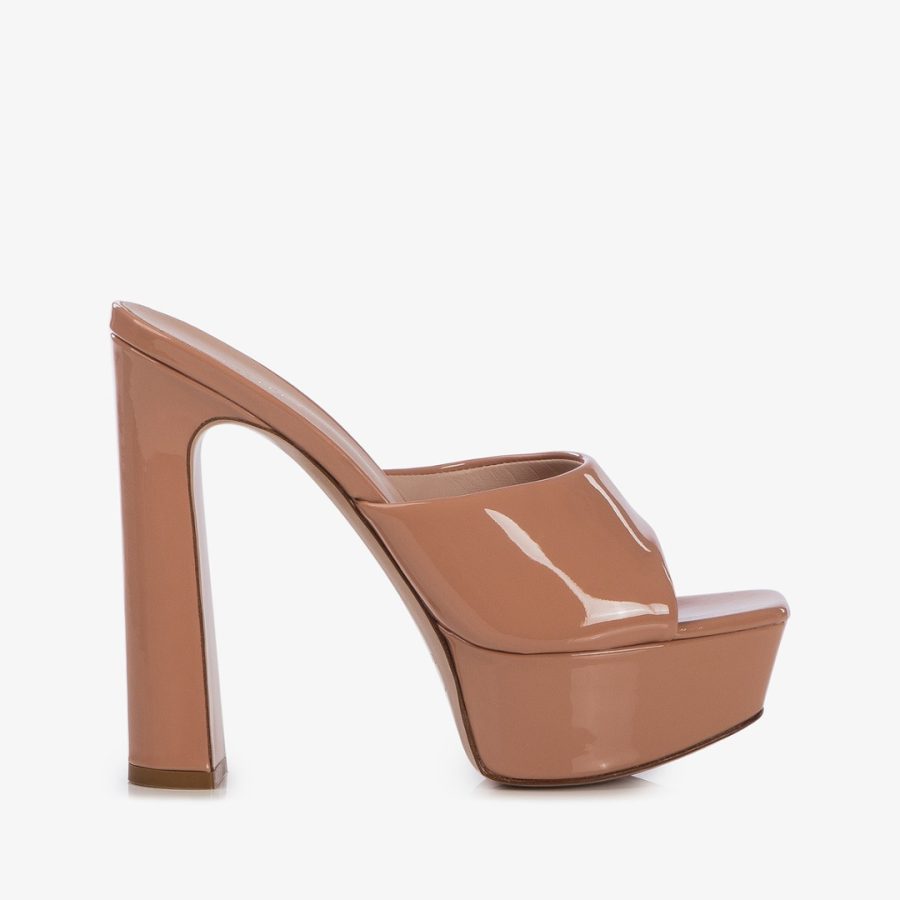 RESORT SANDAL 140 mm-Phard nude patent leather platform sandal