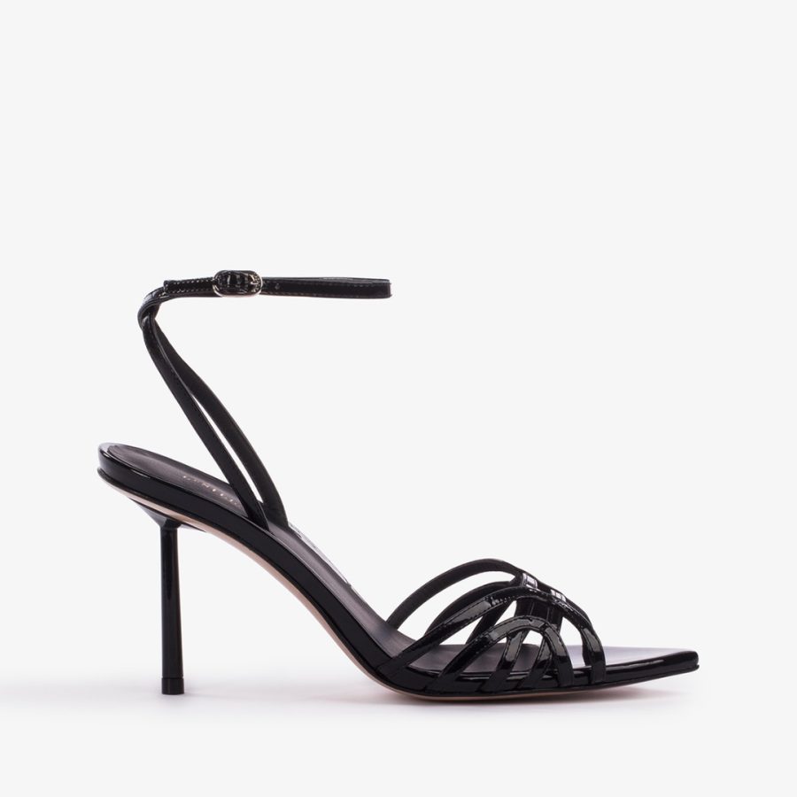 BELLA SANDAL 80 mm-Black patent leather sandal