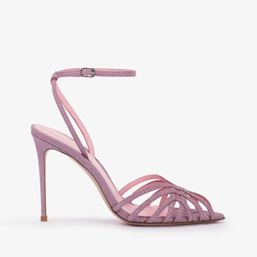 EMBRACE SANDAL 105 mm-Goddess pink glitter sandal