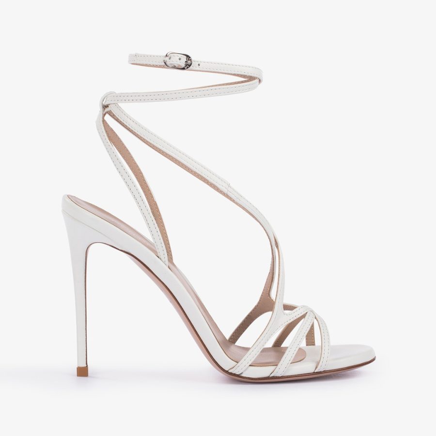 BELEN SANDAL 105 mm-White leather sandal