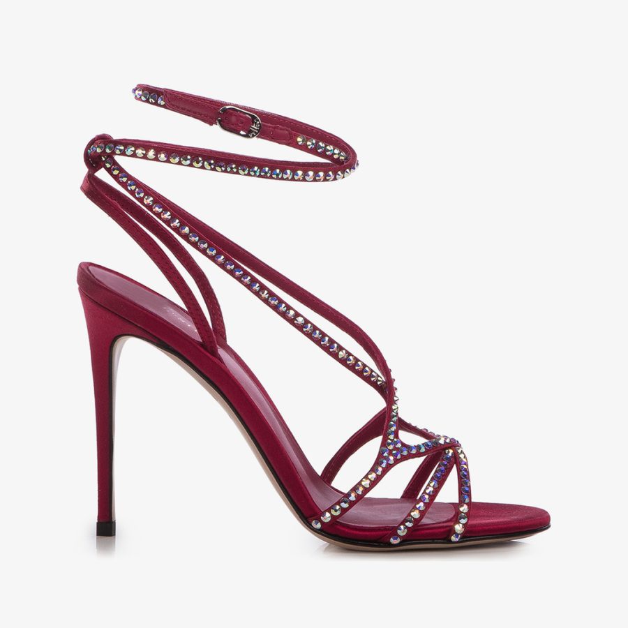 BELEN SANDAL 105 mm-Magnificent red satin sandal