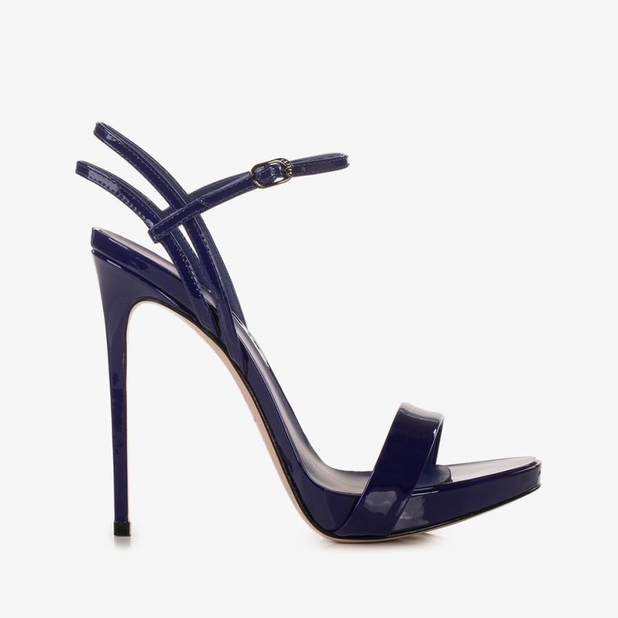 GWEN SANDAL 120 mm-Lazuli blue patent leather sandal