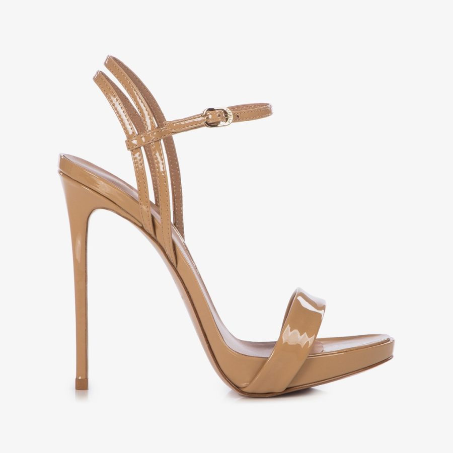 GWEN SANDAL 120 mm-Doha sand patent leather sandal