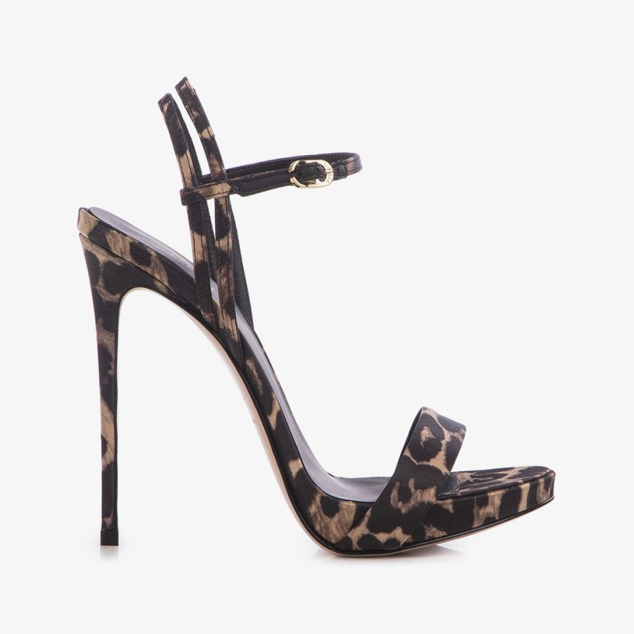 GWEN SANDAL 120 mm-Leopard satin sandal