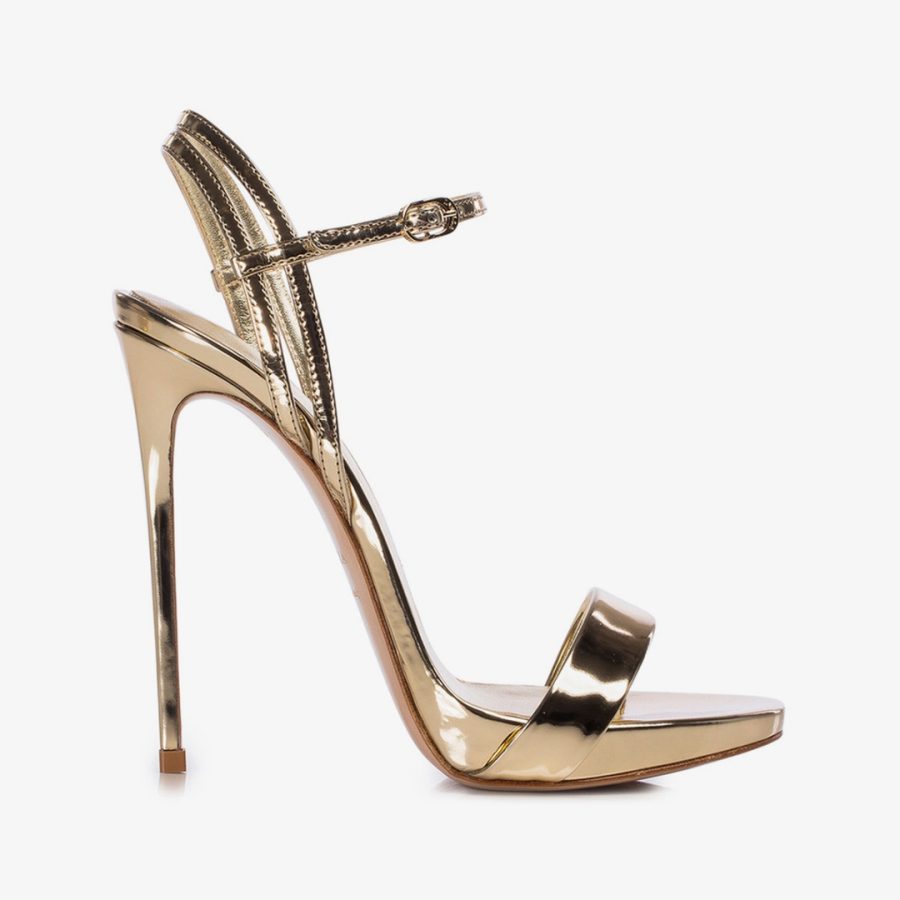 GWEN SANDAL 120 mm-Gold mirror effect sandal