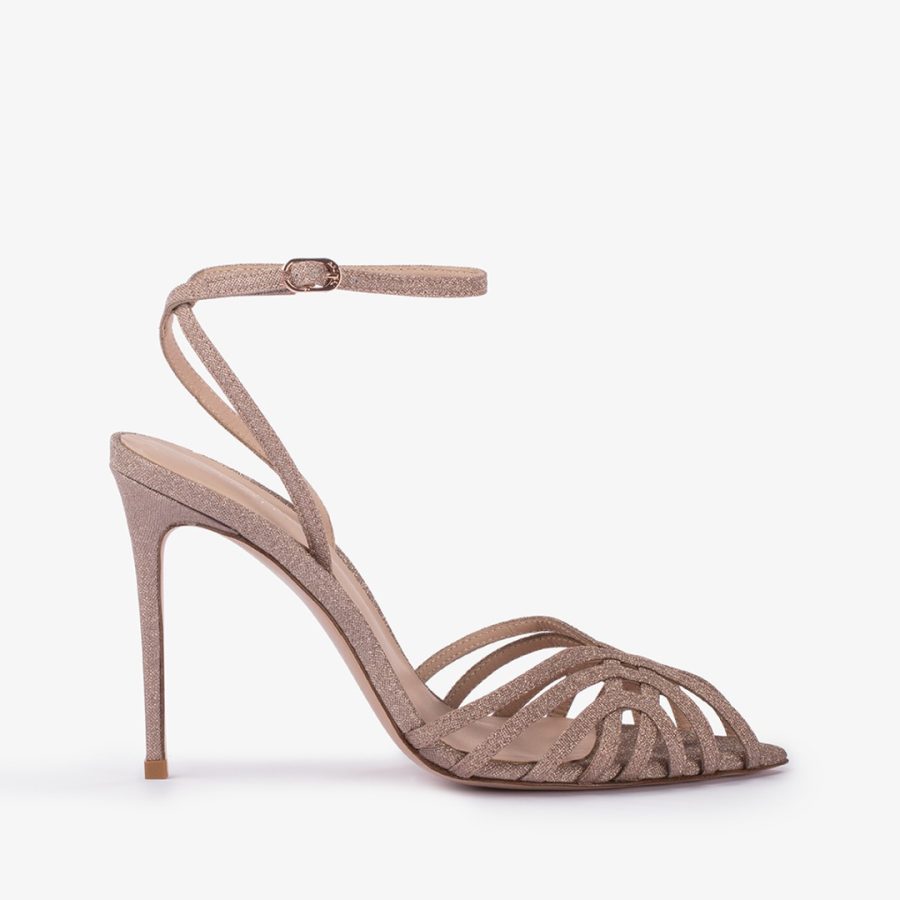 EMBRACE SANDAL 105 mm-Skin nude glitter sandal