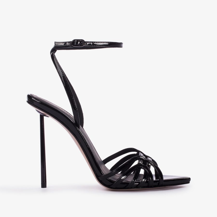 BELLA SANDAL 120 mm-Black patent sandal