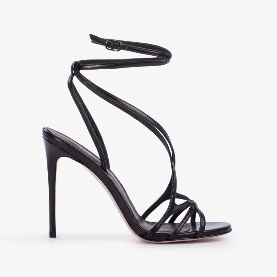 BELEN SANDAL 105 mm-Black leather sandal