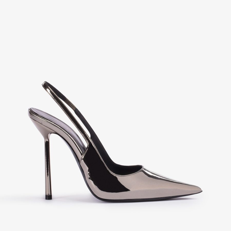 BELLA SLINGBACK 120 mm-Pewter metallic slingback