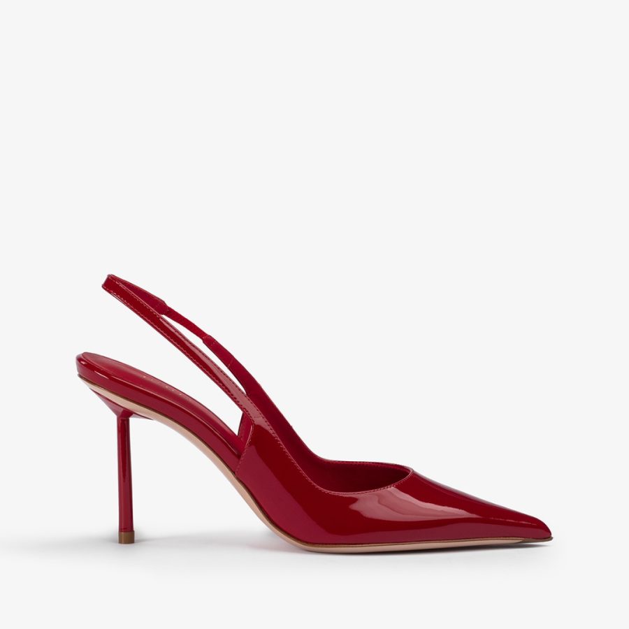 BELLA SLINGBACK 80 mm-Red patent leather slingback