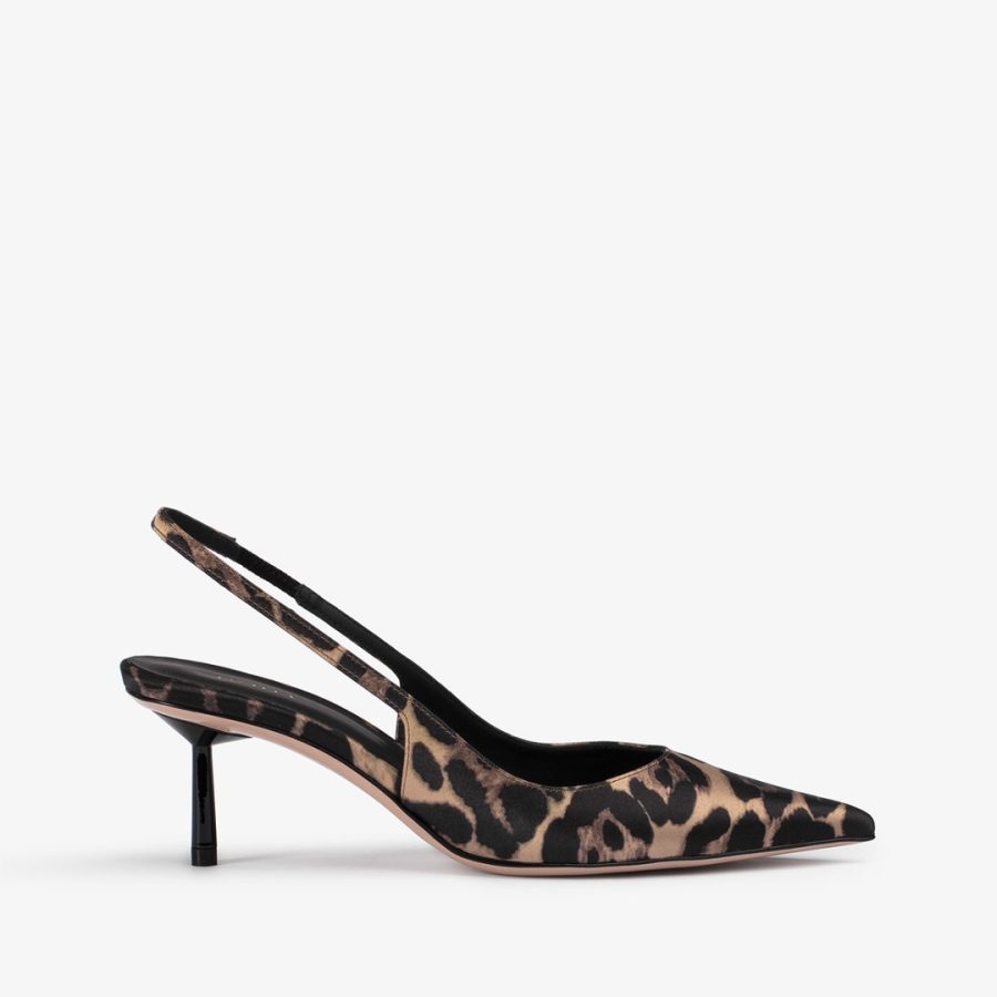 BELLA SLINGBACK 60 mm-Leopard print satin slingback