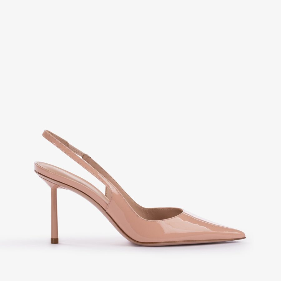 BELLA SLINGBACK 80 mm-Skin nude patent leather slingback