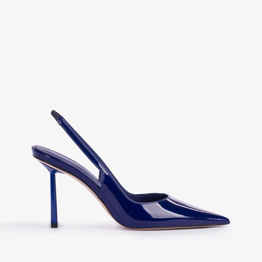 BELLA SLINGBACK 80 mm-Lazuli blue patent leather slingback