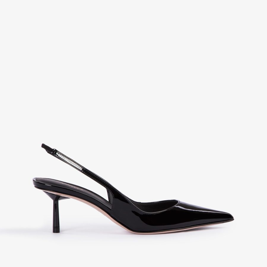 BELLA SLINGBACK 60 mm-Black patent leather slingback