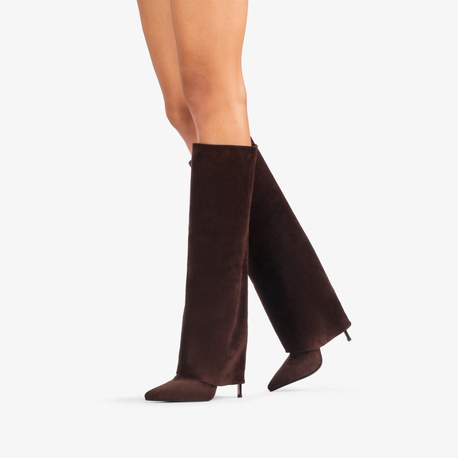 ANDY BOOT 120 mm-Van dyck brown suede cuffed knee boot - Image 10