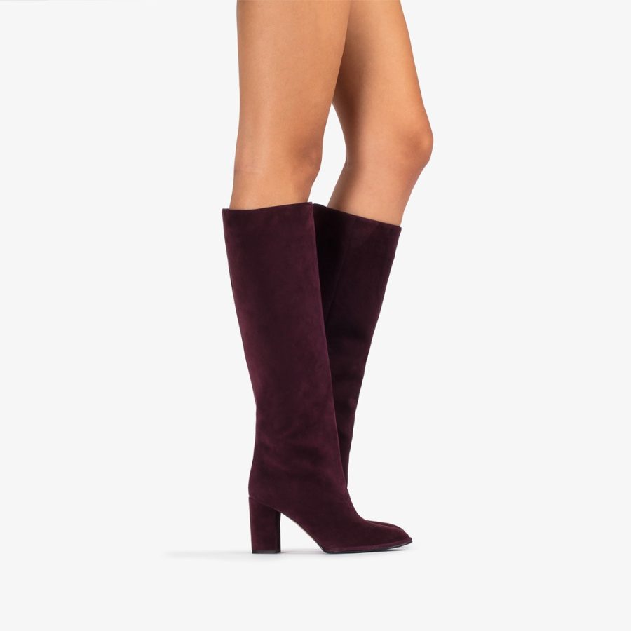 ELSA BOOT 90 mm-Plum purple suede knee boot - Image 10