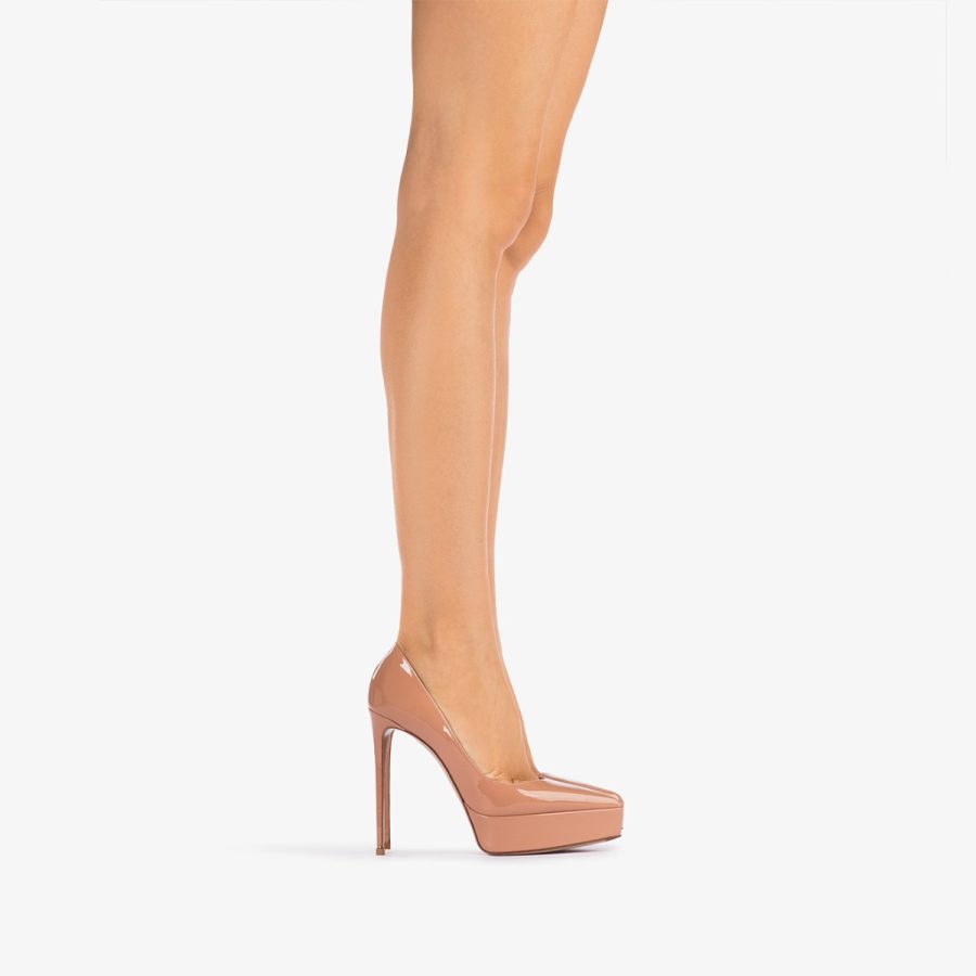 UMA PUMP 140 mm-Phard nude patent leather platform pump - Image 10