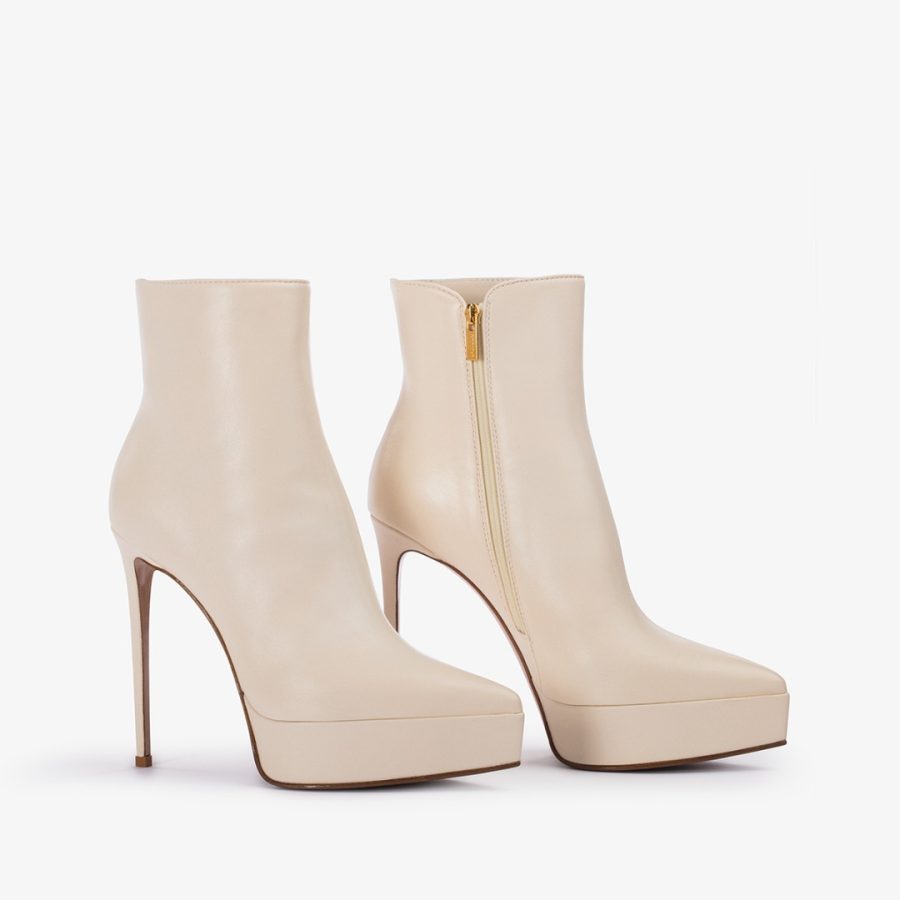 UMA ANKLE BOOT 140 mm-Milk white leather platform ankle boot - Image 2