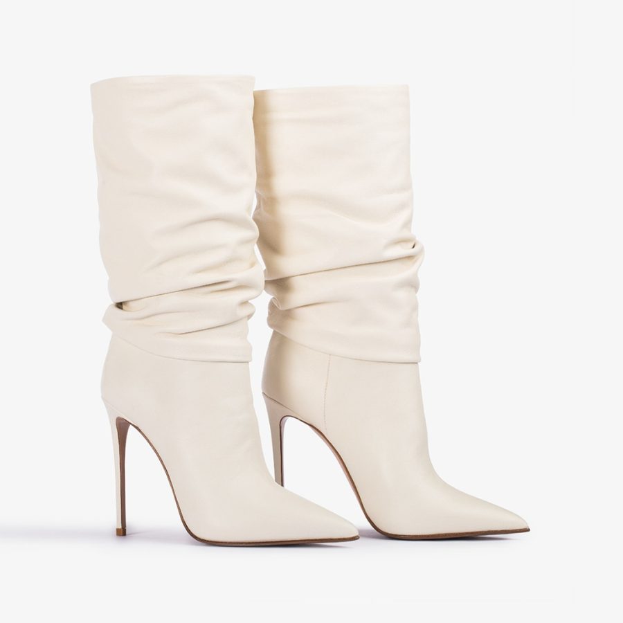 EVA ANKLE BOOT 120 mm-Milk white nappa leather ankle boot - Image 2