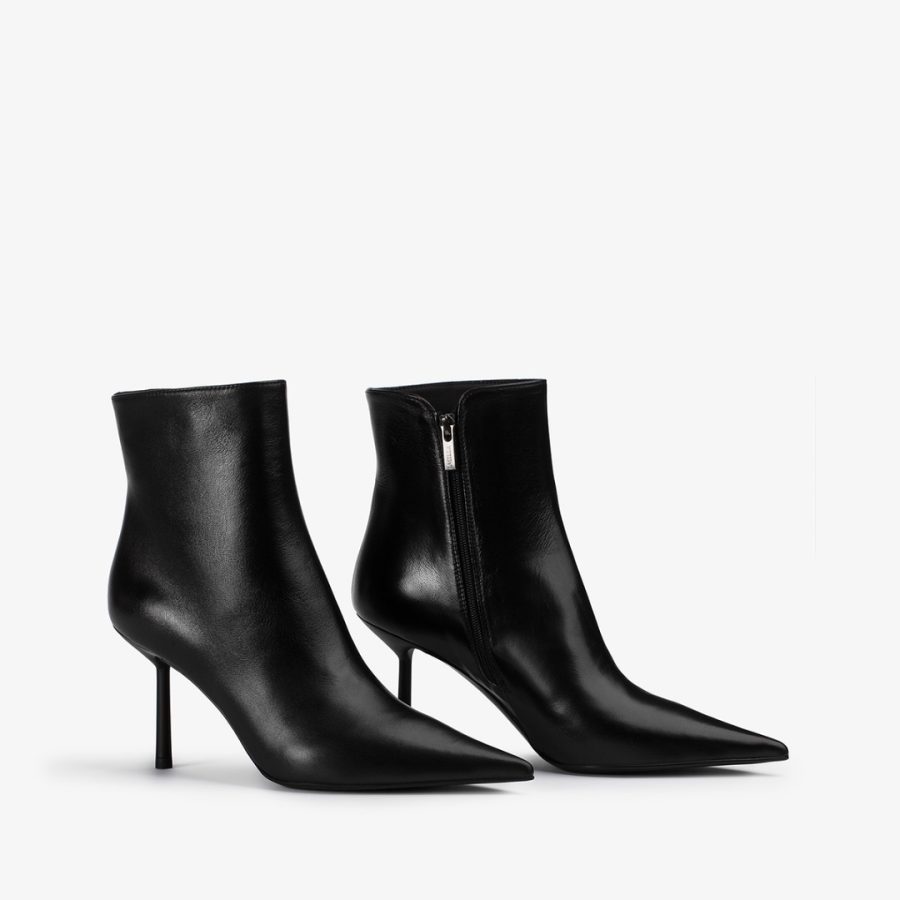 BELLA ANKLE BOOT 80 mm-Black leather ankle boot - Image 2