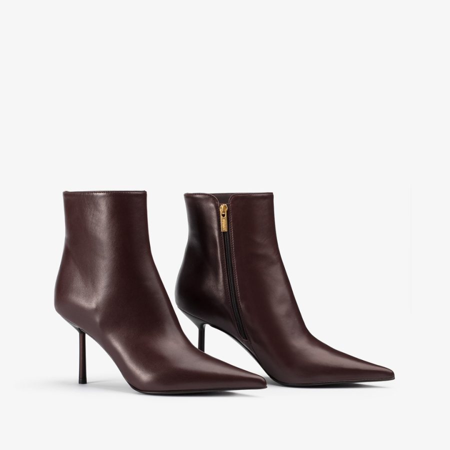 BELLA ANKLE BOOT 80 mm-Dark chocolate brown leather ankle boot - Image 2