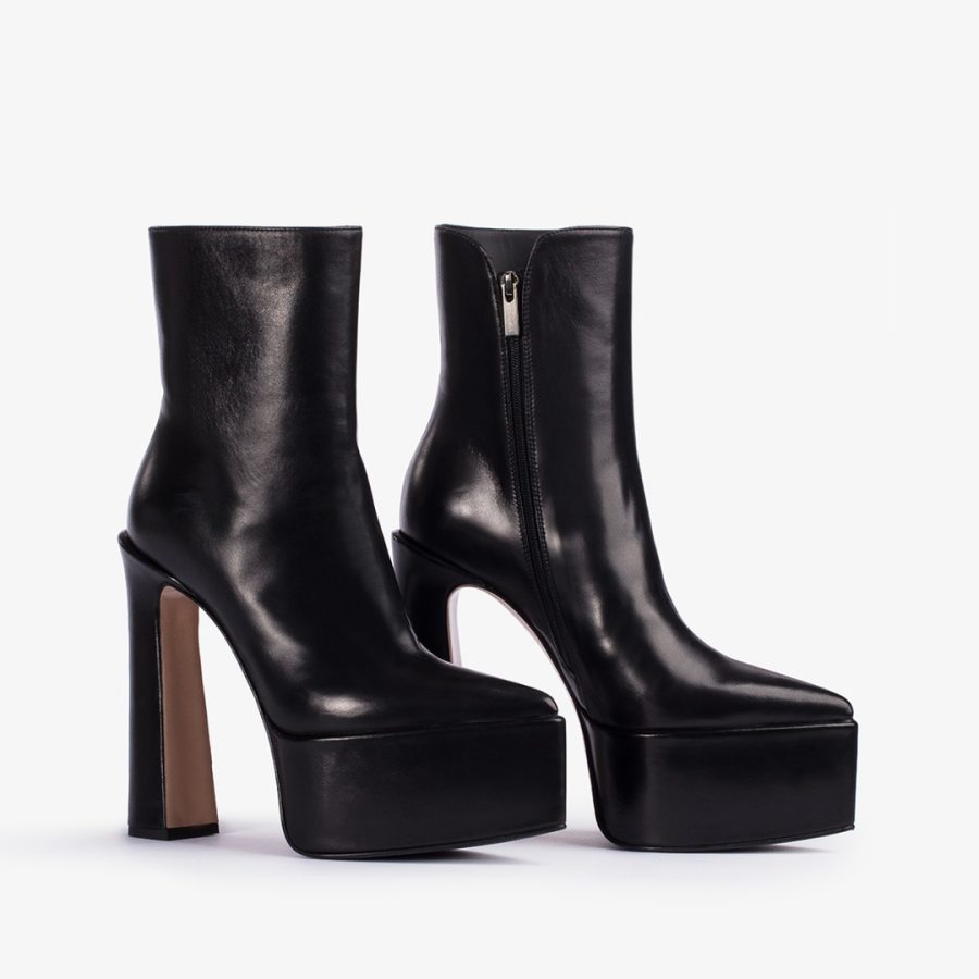 NINA ANKLE BOOT 170 mm-Black leather platform ankle boot - Image 2