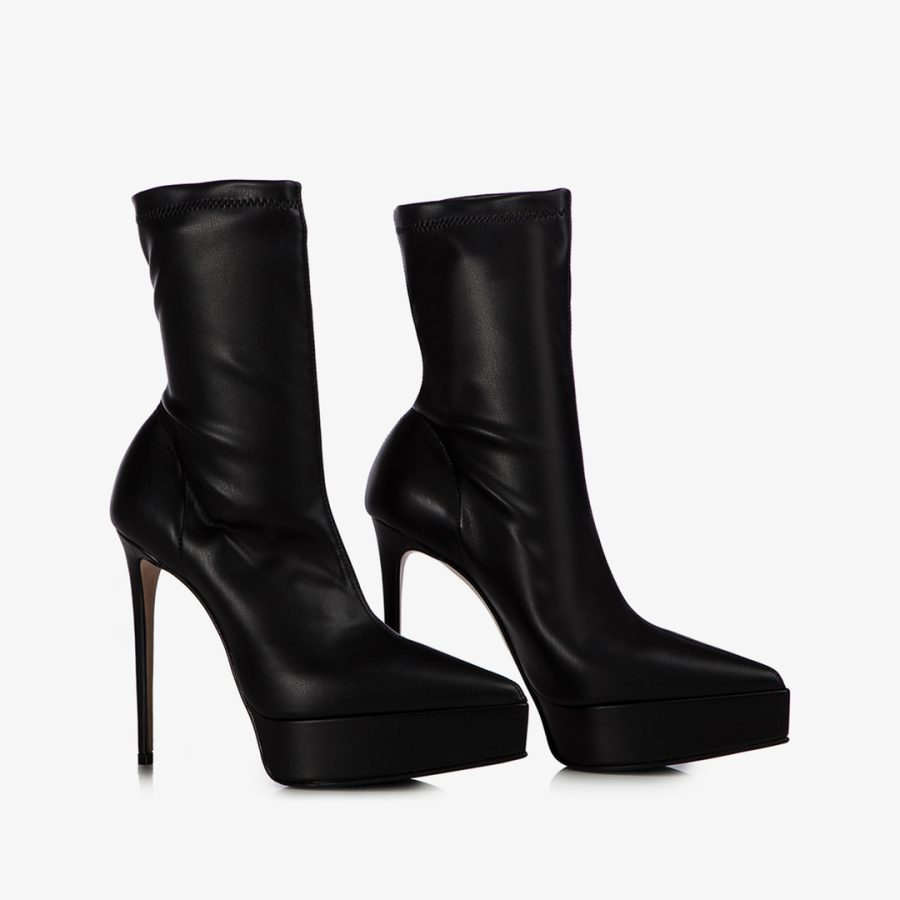 UMA ANKLE BOOT 140 mm-Black vegan leather platform ankle boot - Image 2