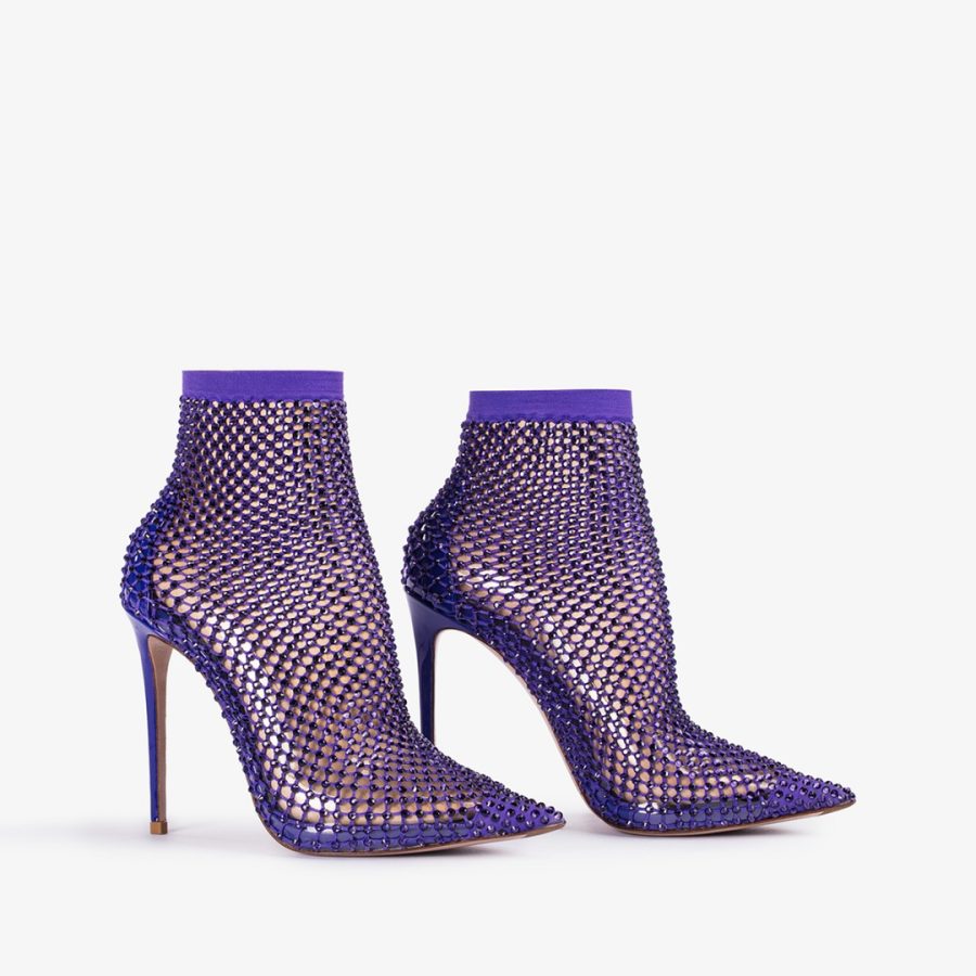 GILDA ANKLE BOOT 120 mm-Kamala purple fishnet ankle boot and Crystals - Image 2