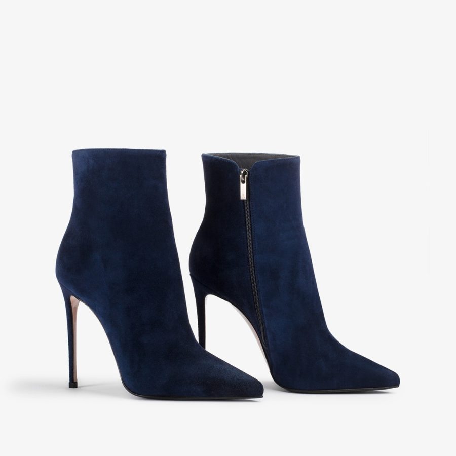 EVA ANKLE BOOT 120 mm-Navy blue suede ankle boot - Image 2