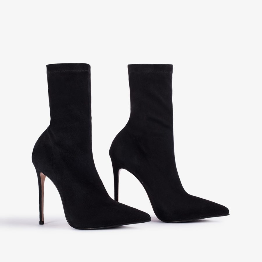 EVA ANKLE BOOT 120 mm-Black stretch suede ankle boot - Image 2