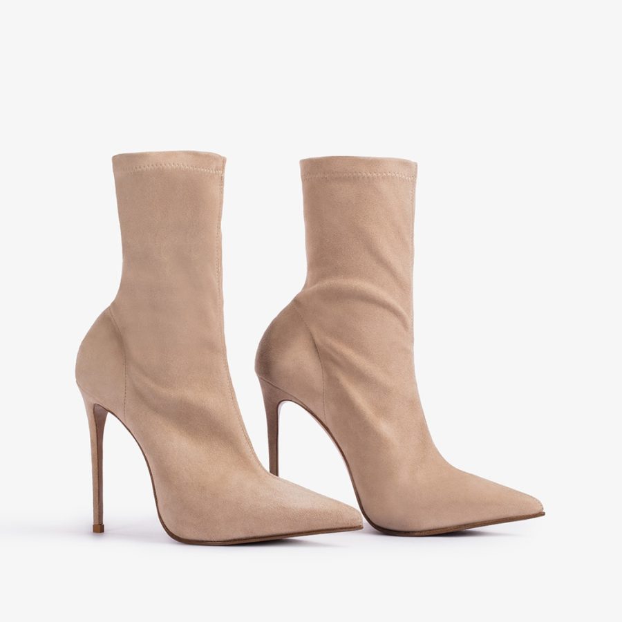 EVA ANKLE BOOT 120 mm-Tower beige stretch suede ankle boot - Image 2