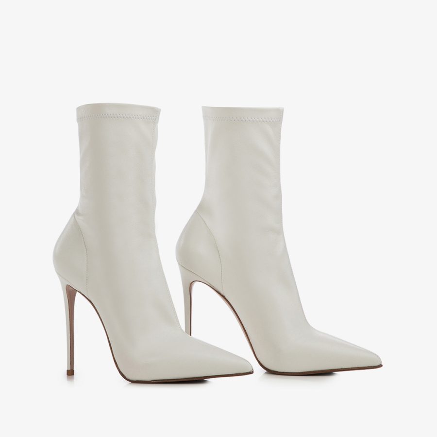 EVA ANKLE BOOT 120 mm-White vegan leather ankle boot - Image 2