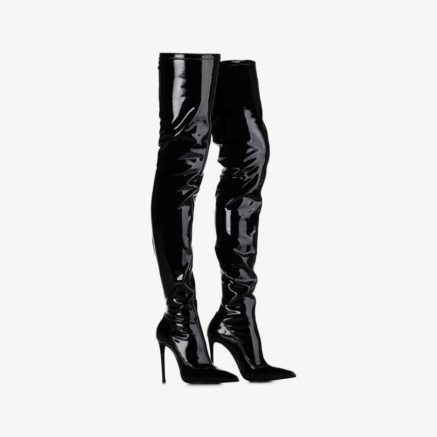 EVA THIGH-HIGH BOOT 120 mm-Black stretch vinyl over-the-knee boot - Image 2