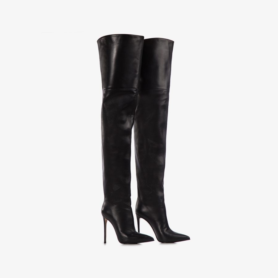 EVA THIGH-HIGH BOOT 120 mm-Black nappa leather oversized over-the-knee boot - Image 2