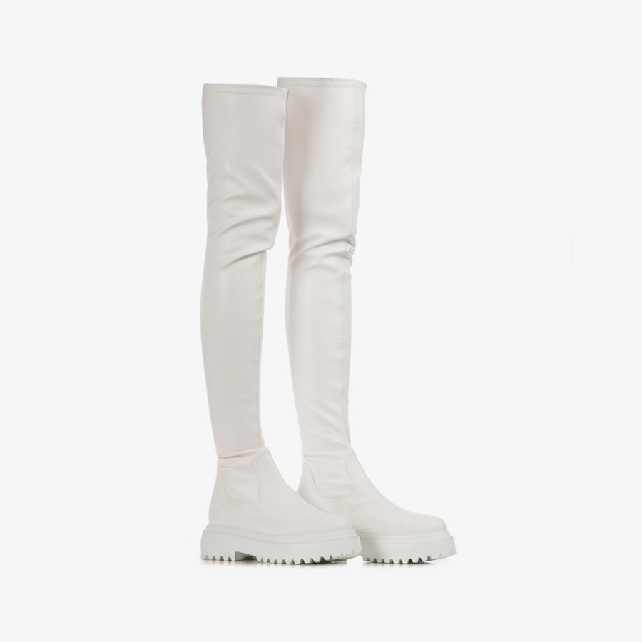 RANGER THIGH-HIGH BOOT 50 mm-White stretch vegan leather over-the-knee boot - Image 2