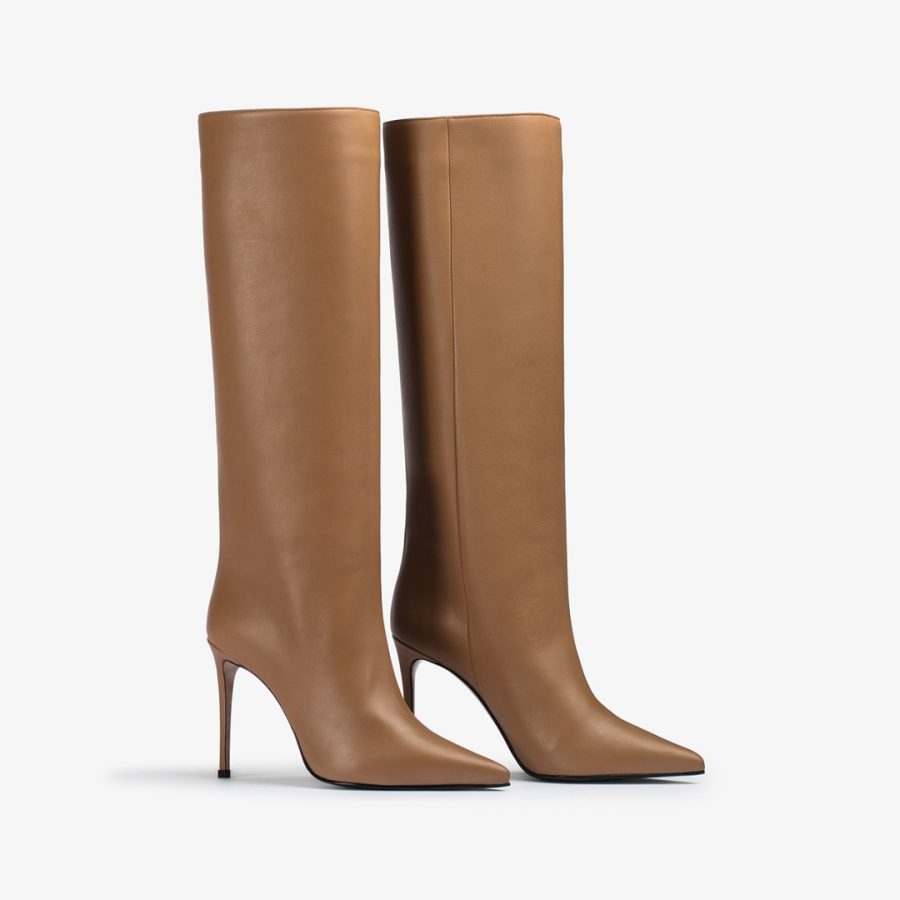 EVA BOOT 100 mm-Ginger brown nappa leather knee boot - Image 2