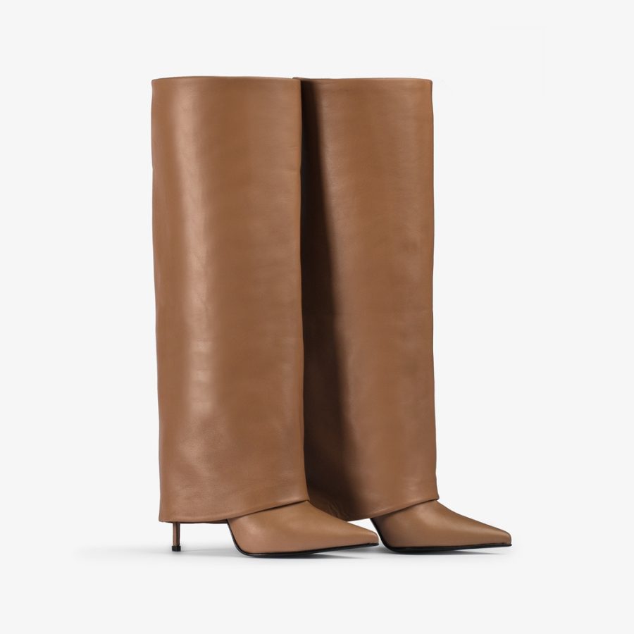 ANDY BOOT 100 mm-Ginger brown  nappa leather cuffed boot - Image 2