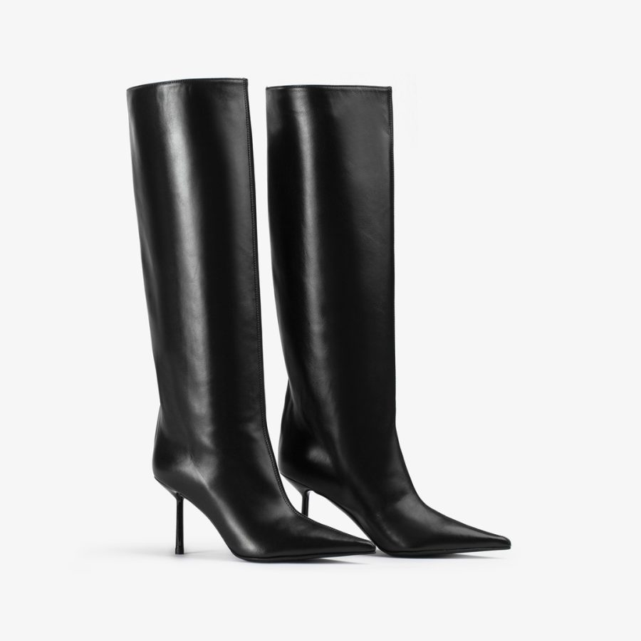 BELLA BOOT 80 mm-Black nappa knee boot - Image 2