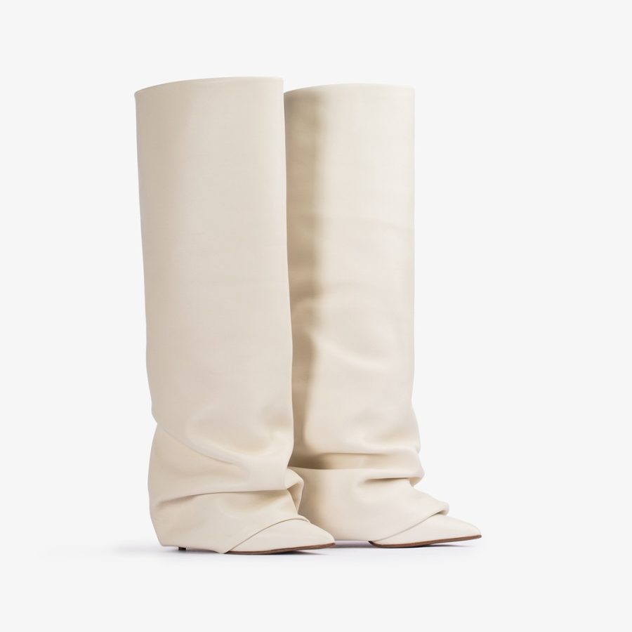 ANDY BOOT 120 mm-Milk white nappa leather cuffed boot - Image 2