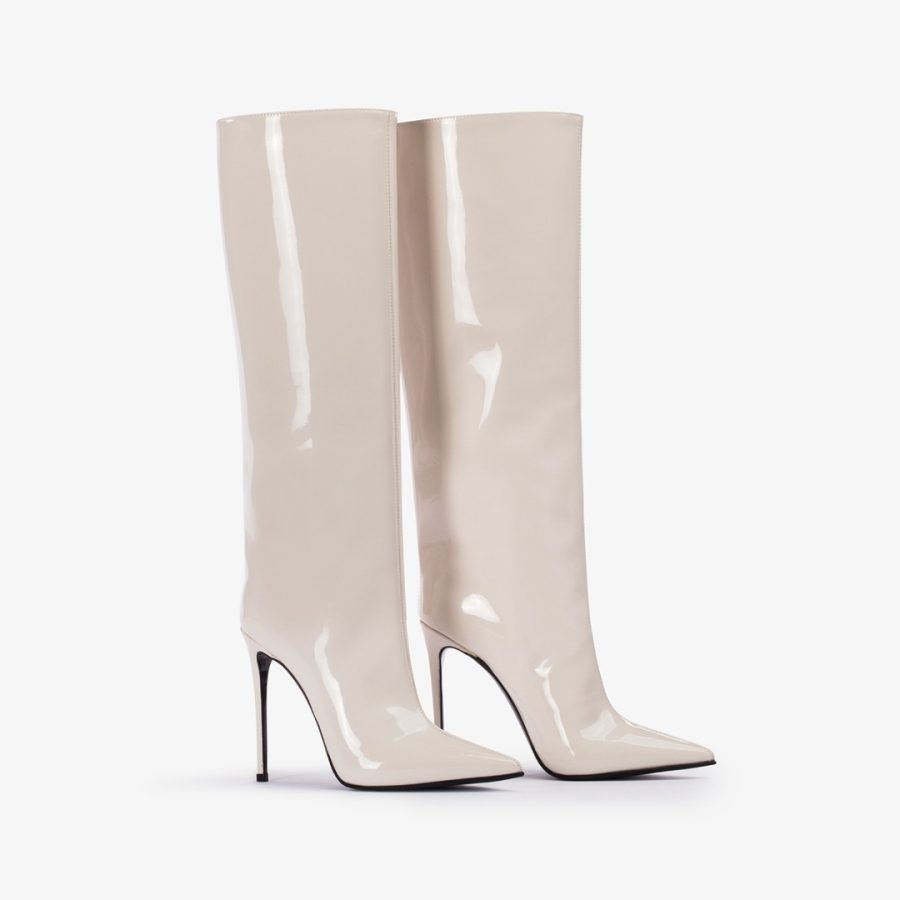 EVA BOOT 120 mm-Milk white vinyl knee boot - Image 2