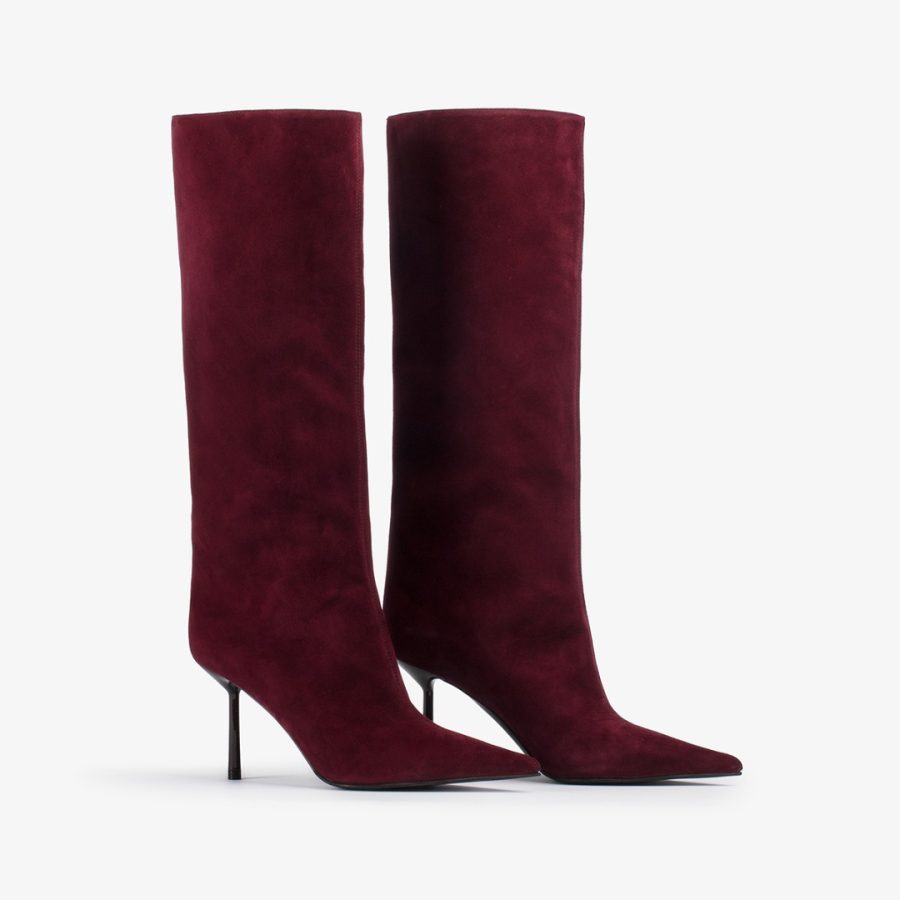 BELLA BOOT 80 mm-Cherry red suede knee boot - Image 2