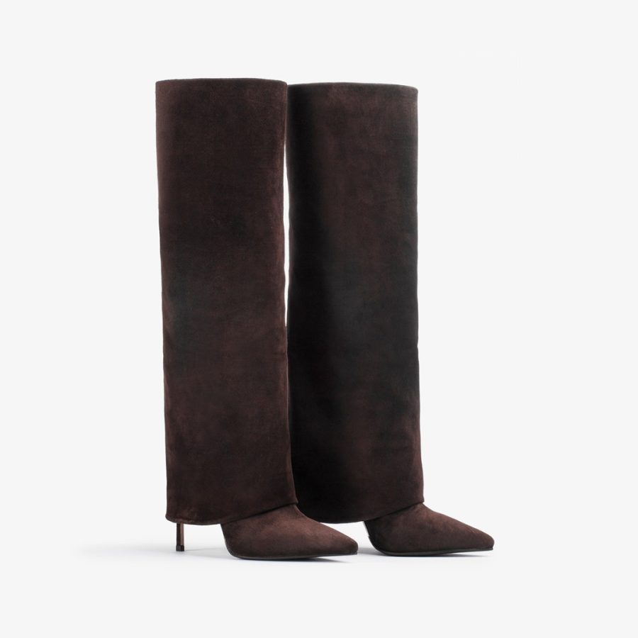 ANDY BOOT 120 mm-Van dyck brown suede cuffed knee boot - Image 2