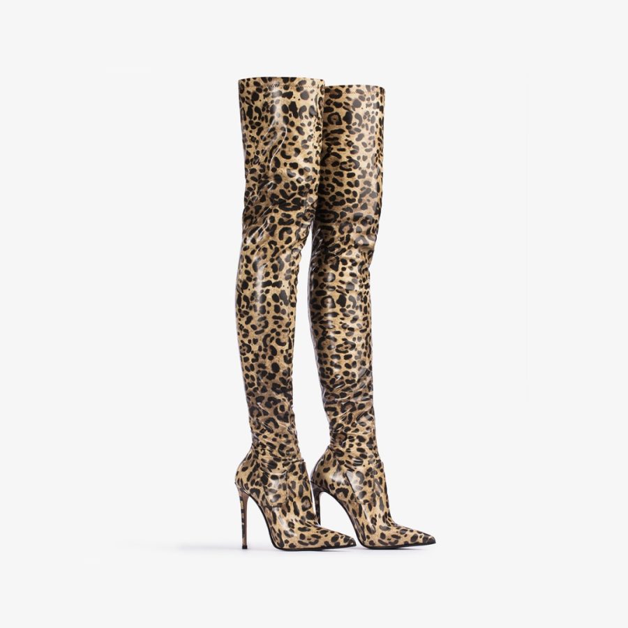 EVA THIGH-HIGH BOOT 120 mm-Leopard-print stretch vinyl over-the-knee boot - Image 2