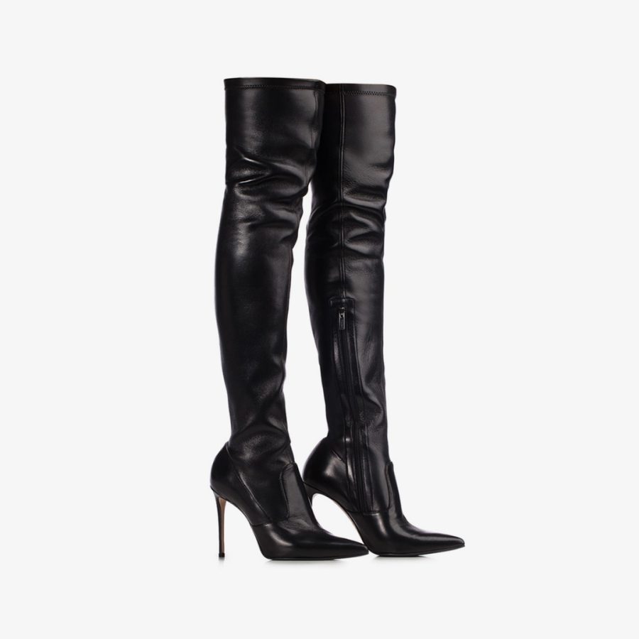 EVA THIGH-HIGH BOOT 100 mm-Black nappa leather over-the-knee boot - Image 2