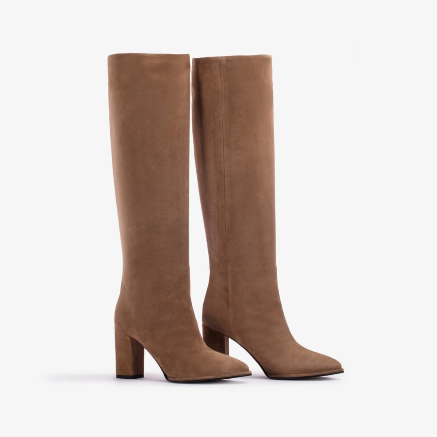 ELSA BOOT 90 mm-Ginger brown knee boot with rabbit fur lining - Image 2