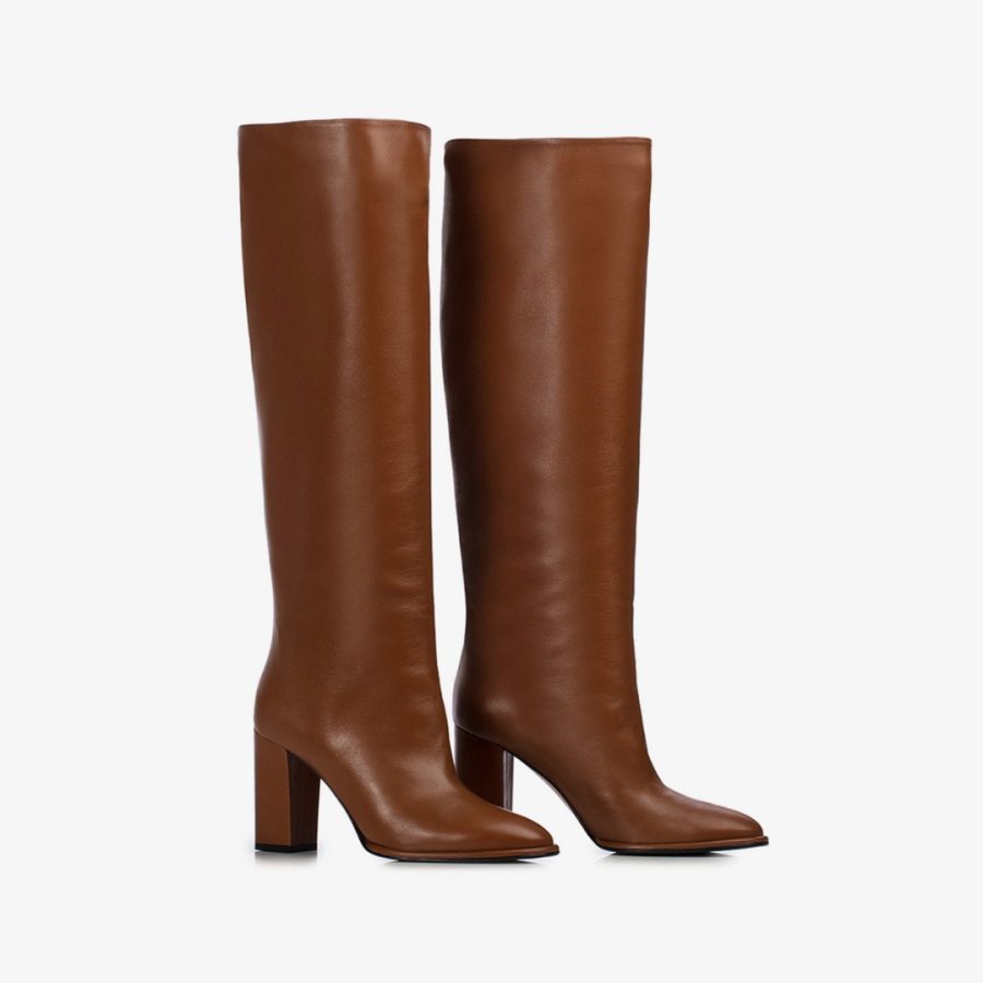 ELSA BOOT 90 mm-Caramel brown nappa leather boot - Image 2