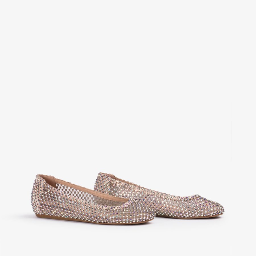 GILDA BALLET FLAT-Skin nude fishnet ballet flat with Crystals - Image 2