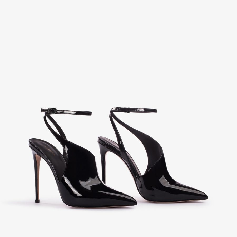 FUTURA PUMP 120 mm-Black patent leather cut-out pump - Image 2