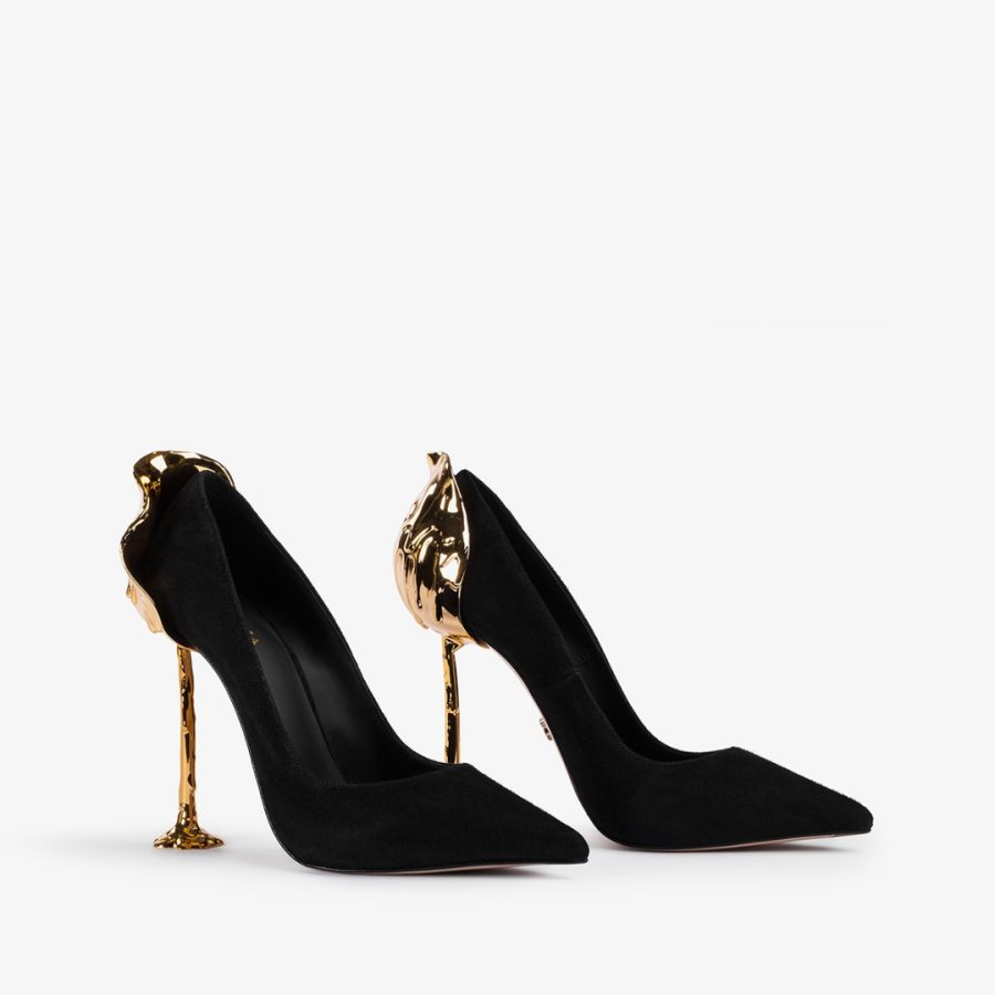 ANTHEA PUMP 120 mm-Black suede Petalo pump - Image 2