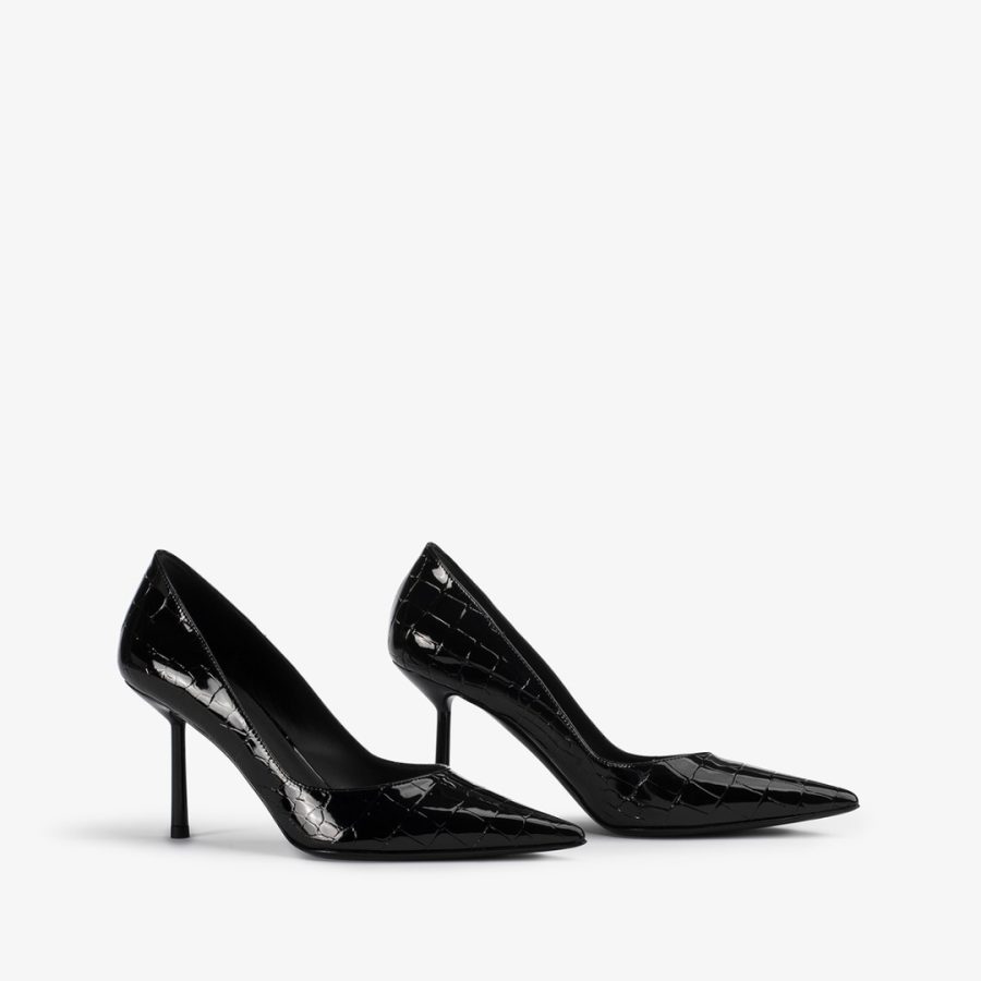 BELLA PUMP 80 mm-Black crocodile print pump - Image 2